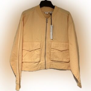 Nicole Miller Full Zip Bomber Jacket Light Peach 100% Cotton Women’s Sz XL NWT